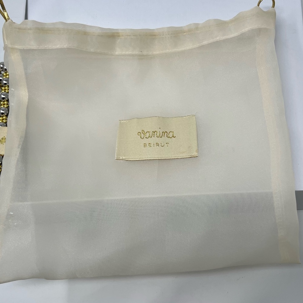 VANINA GOLD AND SIVER STUNNING BEADED BAG WITH FABRIC INSERT BAG💛🤍BNWT🥂🍒 - Picture 10 of 12